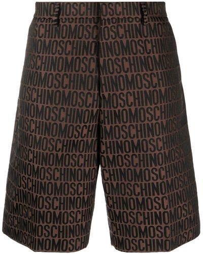Moschino Monogram-jacquard Tailored Shorts - Grey
