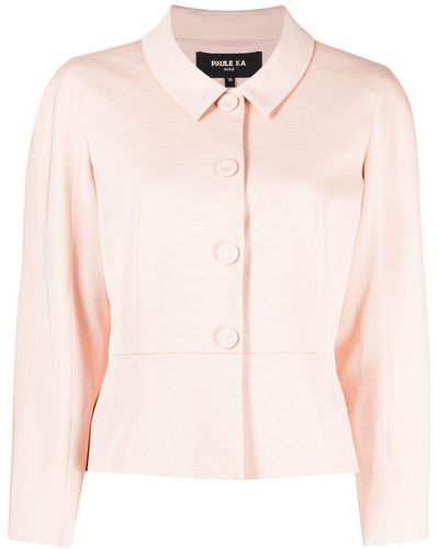 Paule Ka Peplum-hem Collared Jacket - Pink