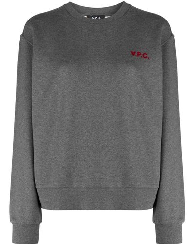 A.P.C. Logo-print Cotton Sweatshirt - Gray