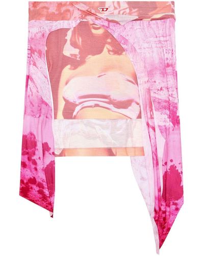 DIESEL O-malor-p1 Graphic-print Mini Skirt - Pink