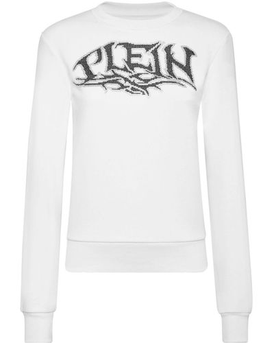 Philipp Plein Logo-embellished Cotton Sweatshirt - White