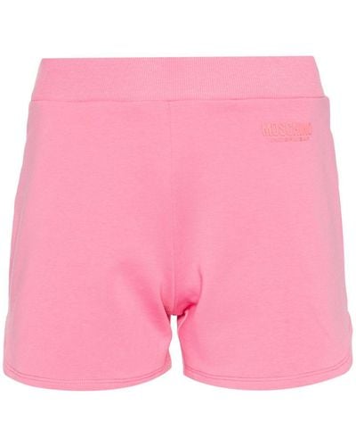 Moschino Shorts corti con applicazione logo - Rosa