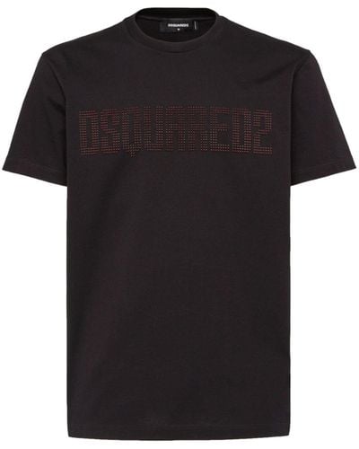 DSquared² Crystal-logo Cotton T-shirt - Black
