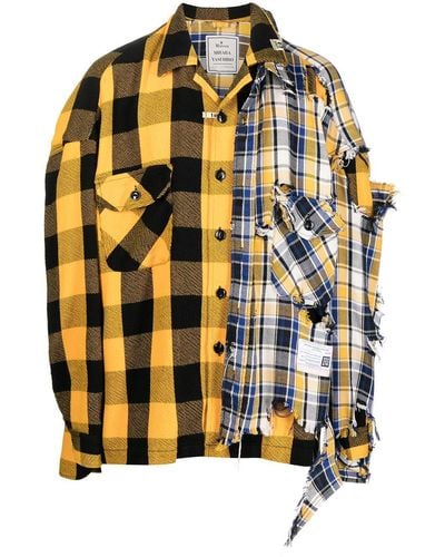 Maison Mihara Yasuhiro Layered-check Shirt - Yellow