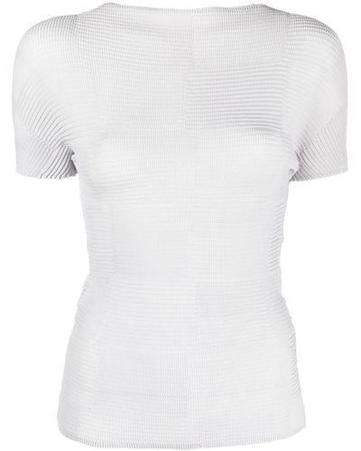 Issey Miyake T-Shirt mit Cut-Out - Weiß