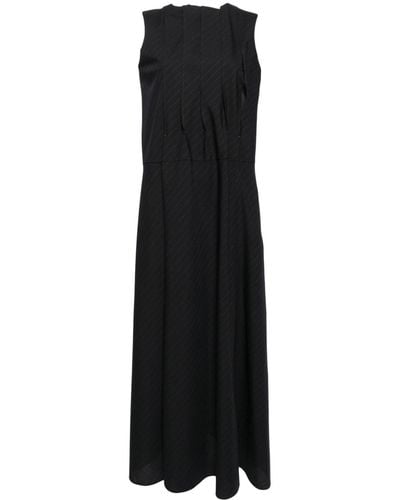 Sacai Diagonal-stripe Sleeveless Maxi Dress - Black