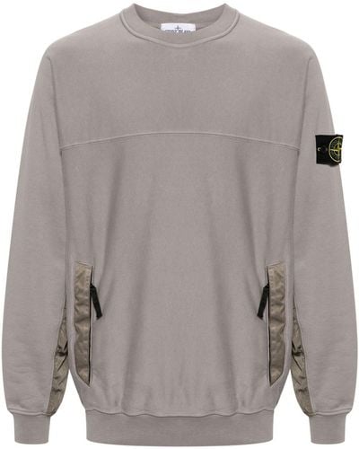 Stone Island Compass-badge Panelled Sweatshirt - Grey
