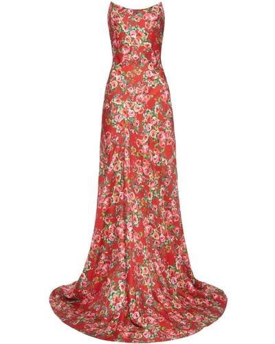 Markarian Tallulah Rose-print Silk Gown - Red