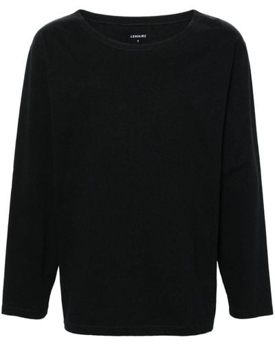 Lemaire Wide-neck Cotton-blend T-shirt - Black