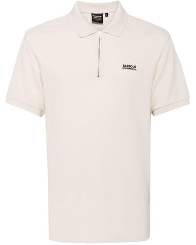 Barbour Albury Zip-neck Cotton Polo Shirt - ナチュラル