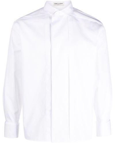 Saint Laurent Chemise en popeline à manches longues - Blanc