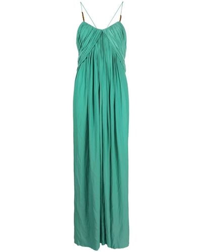 Lanvin Embellished Pleated Maxi Dress - Green