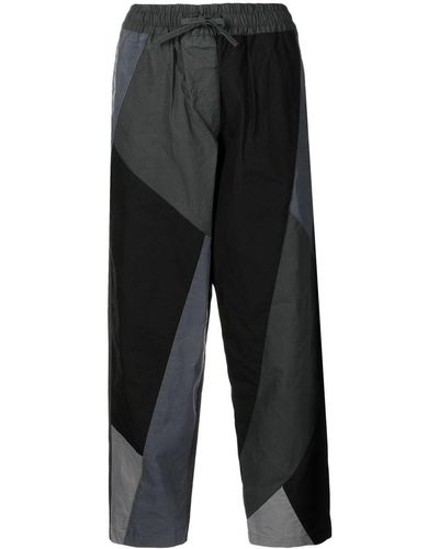 YMC Colour-block Cropped Trousers - Black