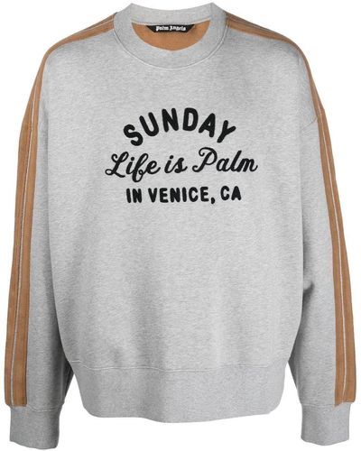 Palm Angels Sweatshirt mit Slogan-Stickerei - Grau