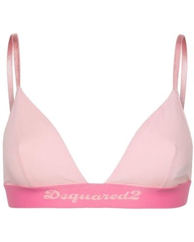 DSquared² Logo-underband Stretch-cotton Bra - Pink