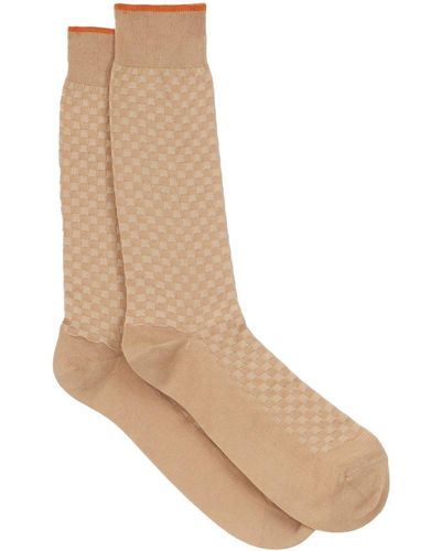 Etro Check-pattern Knit Socks - Natural