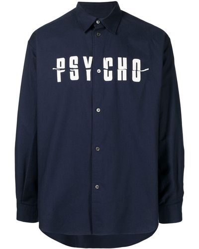 Undercover Psycho-print Long-sleeved Shirt - Blue