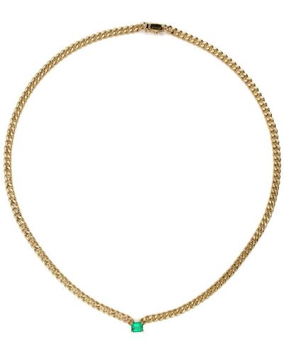 Anita Ko 18kt Yellow Gold Small Cuban Link Emerald Necklace - Metallic