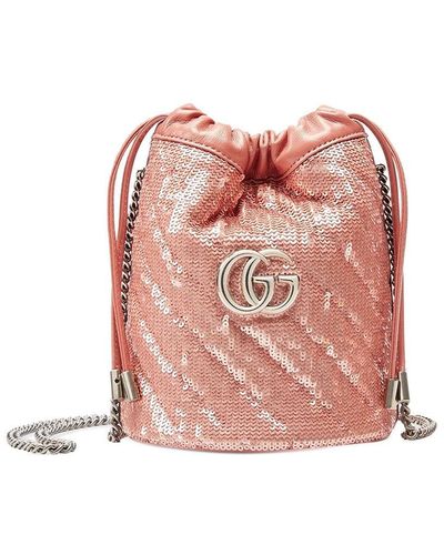 Gucci GG Marmont Mini Sequin Bucket Bag - Pink