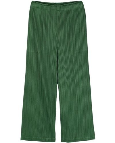 Pleats Please Issey Miyake March Pleated Wide-leg Trousers - Green
