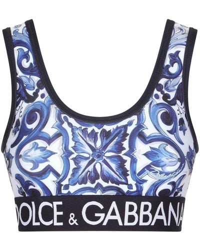 Dolce & Gabbana ドルチェ&ガッバーナ マジョリカ クロップドトップ - ブルー