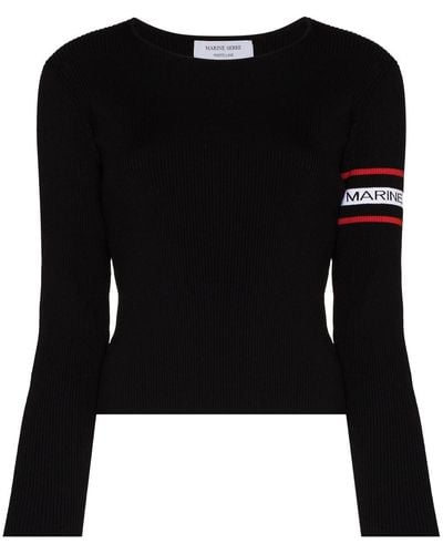Marine Serre Logo-trim Sweater - Black
