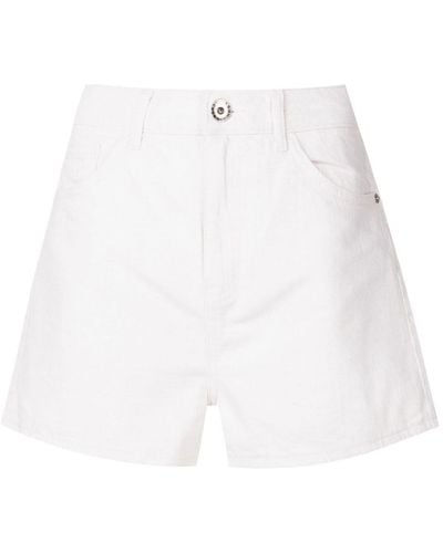 Emporio Armani Short en jean à patch logo - Blanc