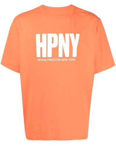 Heron Preston T-shirt Met Logoprint - Oranje
