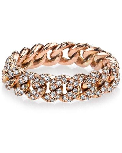 SHAY 18kt Rose Gold Mini Pave Diamond Link Ring - Pink