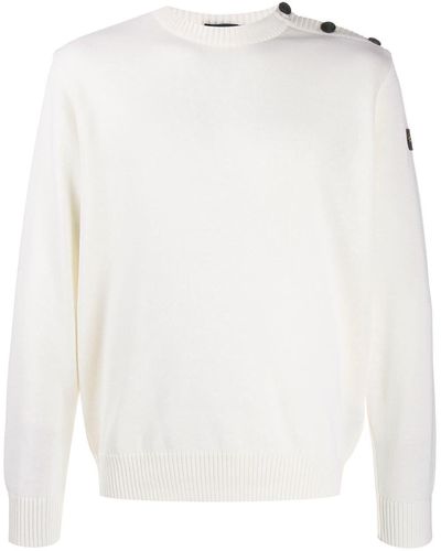 Paul & Shark Crew Button Knitted Sweater - White