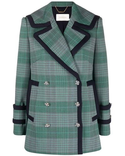 Zimmermann Check-pattern Double-breasted Jacket - Green
