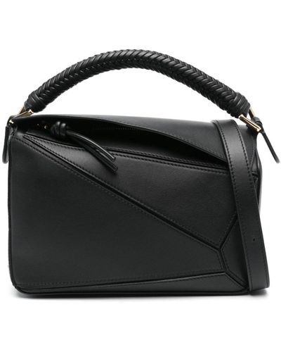 Loewe Small Puzzle Leather Tote Bag - Black