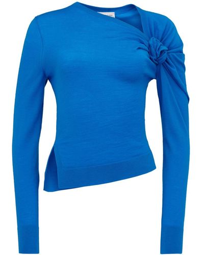 Alexander McQueen Knot-detail Asymmetric Sweater - Blue