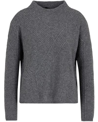 Emporio Armani Ribbed-knit Wool-blend Sweater - Grey