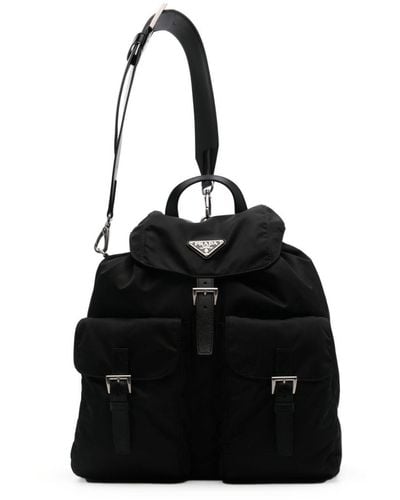 Prada Triangle-enamel Backpack - Black