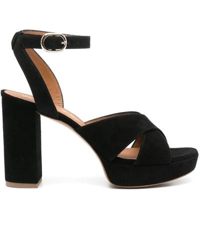 Via Roma 15 115mm suede sandals - Noir