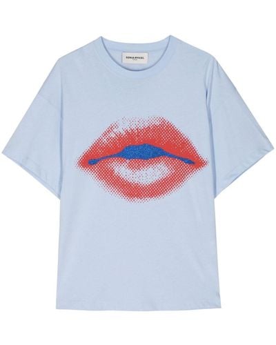 Sonia Rykiel Camiseta con labios estampados - Blanco