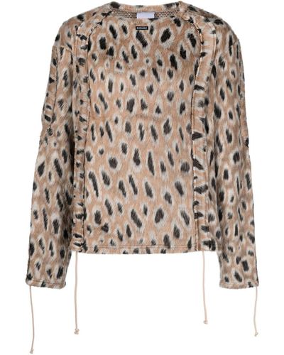 Bluemarble Leopard-print Brushed-finish Sweater - Natural