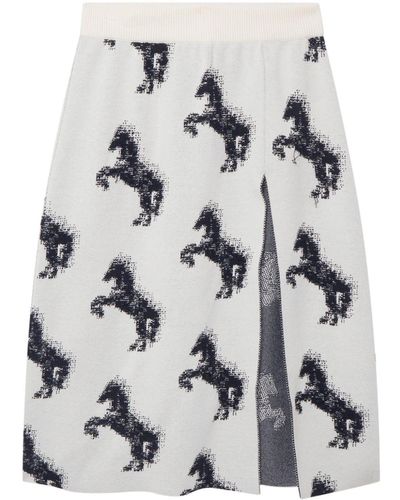Stella McCartney Pixel Horse Jacquard Midi Skirt - Grey