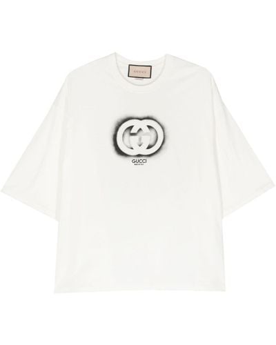 Gucci Katoenen T-shirt Met GG-logo Print - Wit