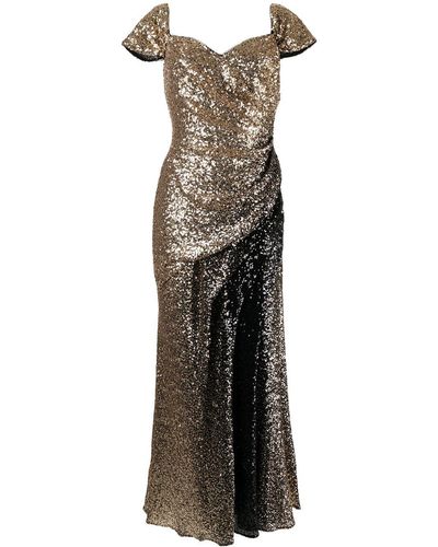 Badgley Mischka Ombré Sequin-embellished Gown - Metallic