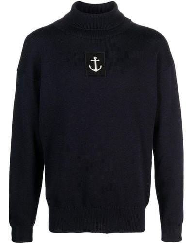 Jil Sander + Anchor-logo Patch Wool Sweater - Blue