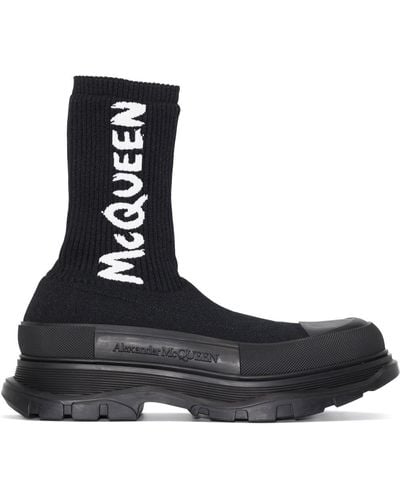 Alexander McQueen Tread Sock-Style Boots - Black