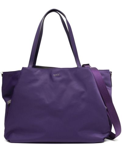 agnès b. Logo-lettering Partitioned Tote Bag - Purple