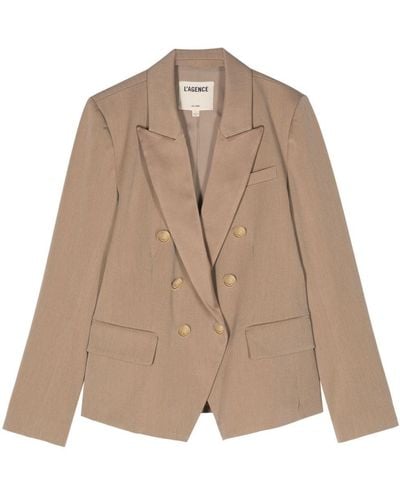 L'Agence Kenzie Double-breasted Blazer - Brown