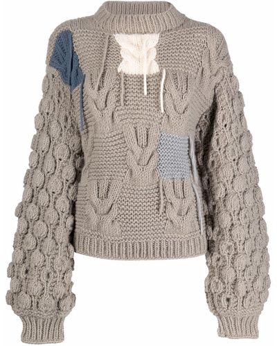 Tuinch Patchwork Cashmere Sweater - Grey