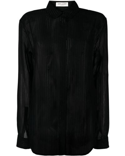 Saint Laurent Striped Silk Shirt - Black