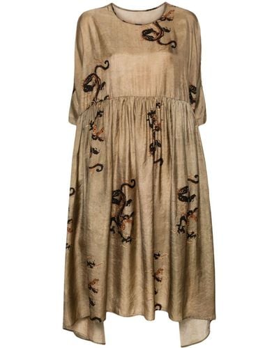 Uma Wang Agnus Satin-weave Midi Dress - Natural