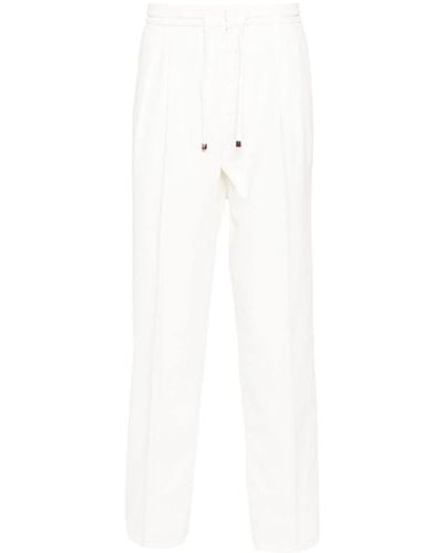 Brunello Cucinelli Pressed-crease Loose-fit Pants - White