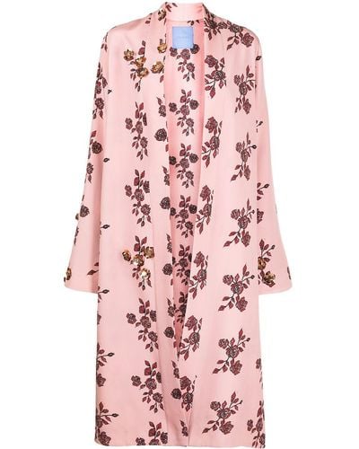 Macgraw St Peters Floral-print Silk Robe - Pink